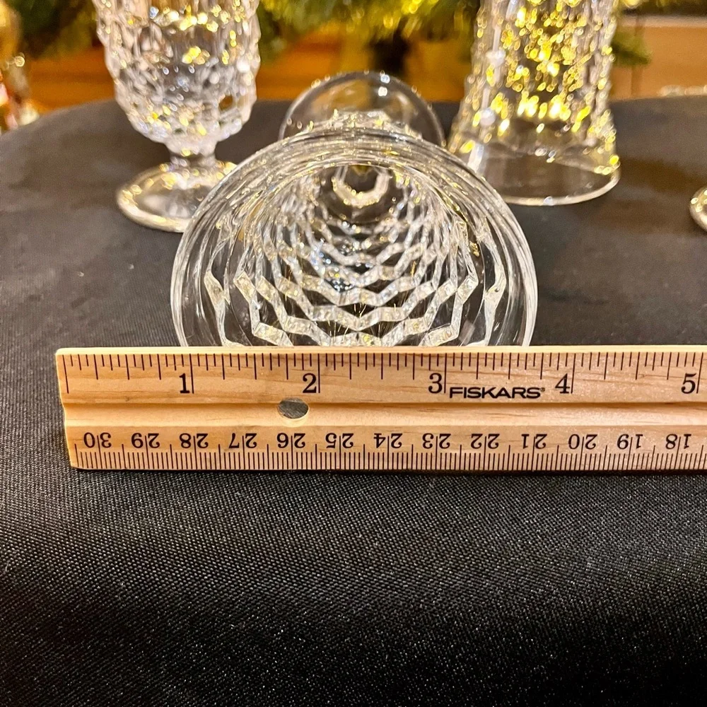 Fostoria American Clear Crystal Cubist Footed Juice Glasses Set of 4 MCM Vintage